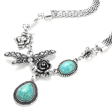 Load image into Gallery viewer, Gardenia Butterfly Water Drop Turquoise Necklace