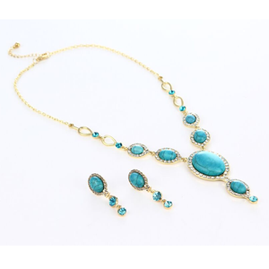 Egyptian Blue Nile Turquoise Necklace &amp; Earrings Set