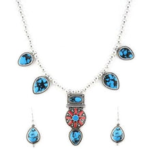 Load image into Gallery viewer, Boho Chic Deep Blue Turquoise Necklace Set