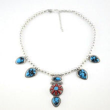 Load image into Gallery viewer, Boho Chic Deep Blue Turquoise Necklace Set