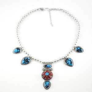 Boho Chic Deep Blue Turquoise Necklace Set