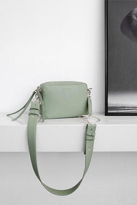 Fashion Plain Double Zip Square Crossbody Bag