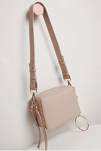 Fashion Plain Double Zip Square Crossbody Bag