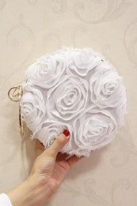 Elegant Plain Rose Silk Small Round Hand Bag