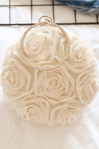 Elegant Plain Rose Silk Small Round Hand Bag