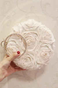 Elegant Plain Rose Silk Small Round Hand Bag