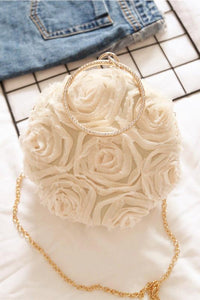 Elegant Plain Rose Silk Small Round Hand Bag