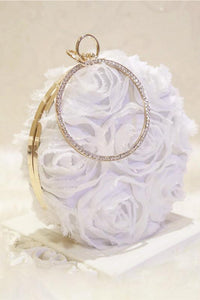 Elegant Plain Rose Silk Small Round Hand Bag