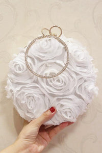 Elegant Plain Rose Silk Small Round Hand Bag