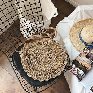 Fashion Casual Vacation Knitting Round Shape Hand Bag