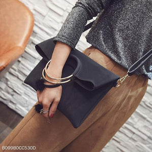 Fashion Casual Plain Mental Round Handle One Shoulder Rectangle Bag