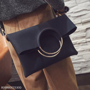 Fashion Casual Plain Mental Round Handle One Shoulder Rectangle Bag