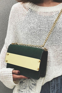 Chic Casual Dull Polish Rectangle Color Block Chain One Shoulder Bag