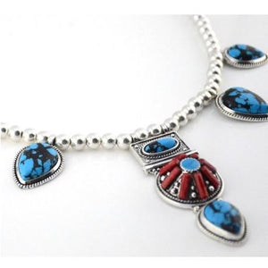 Boho Chic Deep Blue Turquoise Necklace Set