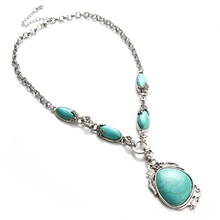 Load image into Gallery viewer, Antique Silver Tibet Turquoise Necklace