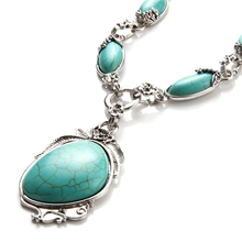 Load image into Gallery viewer, Antique Silver Tibet Turquoise Necklace