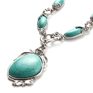 Antique Silver Tibet Turquoise Necklace