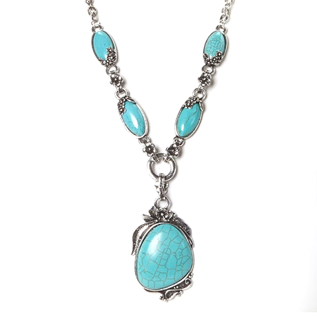 Antique Silver Tibet Turquoise Necklace