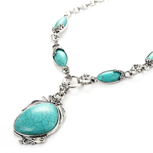 Load image into Gallery viewer, Antique Silver Tibet Turquoise Necklace