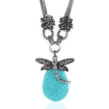 Load image into Gallery viewer, Dragonfly Statement Turquoise Necklace