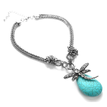 Load image into Gallery viewer, Dragonfly Statement Turquoise Necklace