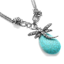 Load image into Gallery viewer, Dragonfly Statement Turquoise Necklace