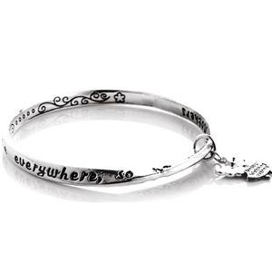 Mother Love Engraved Angel Charm Bangle