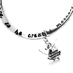 Mother Love Engraved Angel Charm Bangle