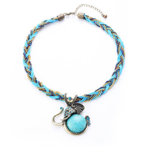 Wise Turquoise Elephant Trunk Necklace