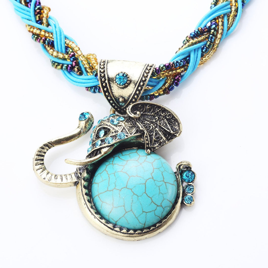 Wise Turquoise Elephant Trunk Necklace