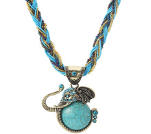 Load image into Gallery viewer, Wise Turquoise Elephant Trunk Necklace