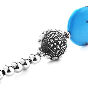 Om Natural Turquoise Bead Necklace