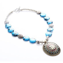 Load image into Gallery viewer, Om Natural Turquoise Bead Necklace