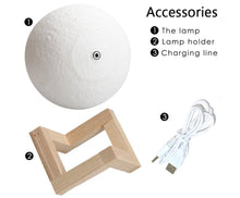Load image into Gallery viewer, Rechargeable 3D Moon Lamp