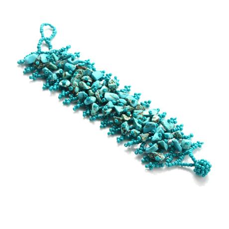 Crochet Turquoise Pebble Bracelet